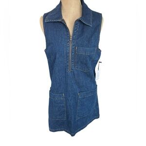 Forever 21 Denim Collar Dress Navy Blue Women’s Size L 90s Style (Circa 2016)